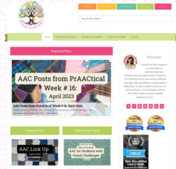 screenshot of blog maim page; post titles within colorful boxes, plus author's info and photo