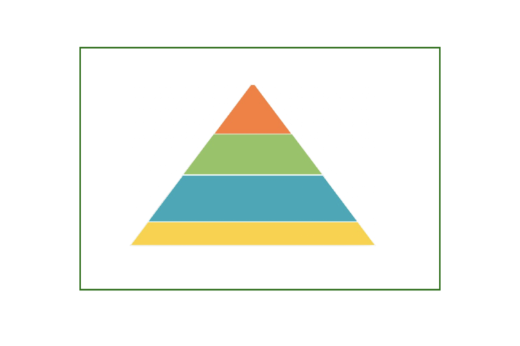 an icon of a pyramid with multiple colored tiers