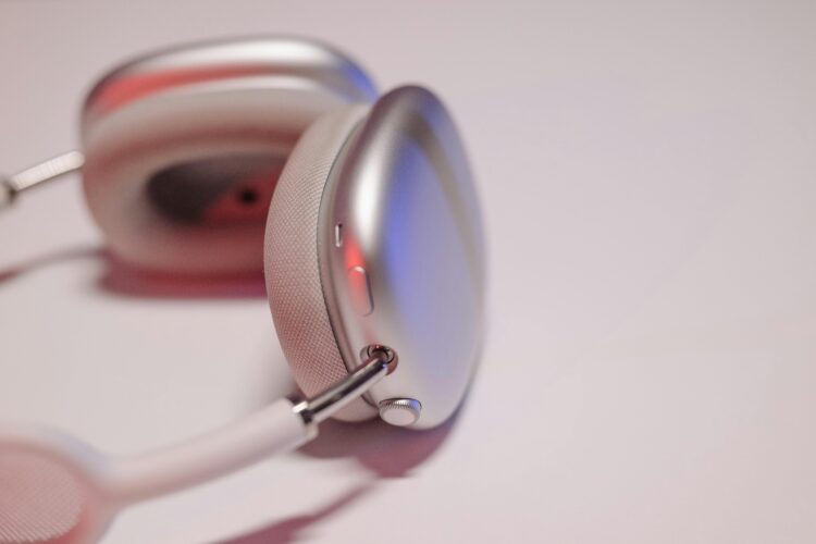 a pair of pink headphones