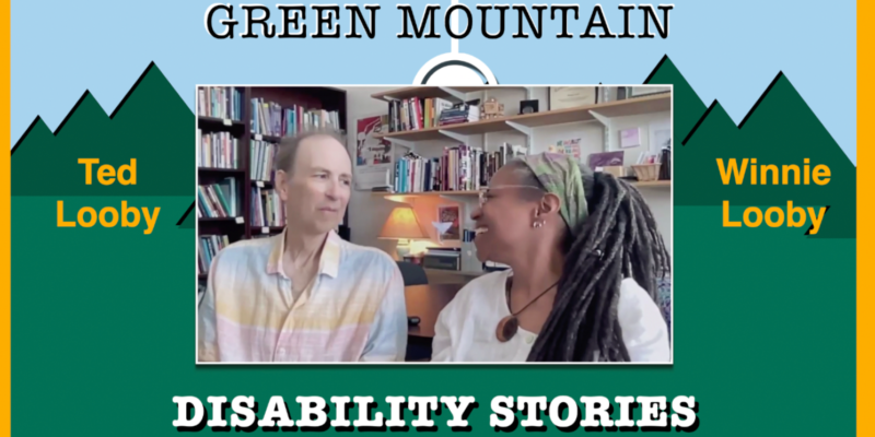 Video still of two people, a white man and a Black woman, both middle-aged, looking at each other tenderly mid-conversation