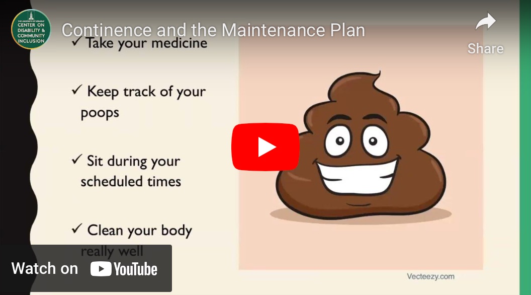 Screenshot of the continence maintenance plan video