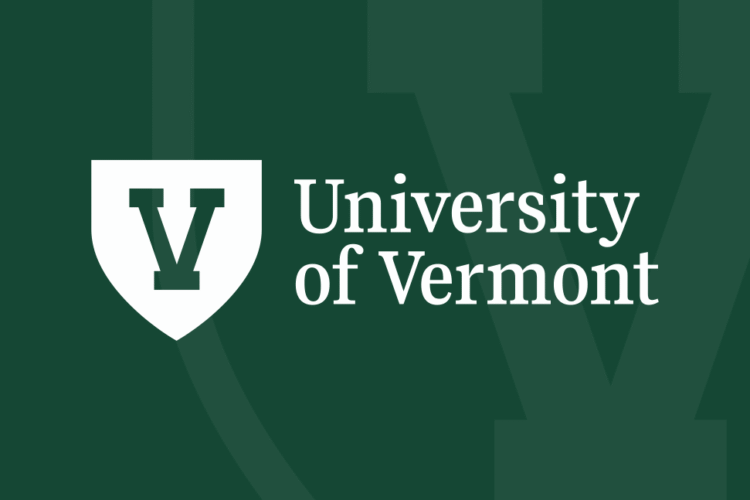 University of Vermont logo with green V on a white shield